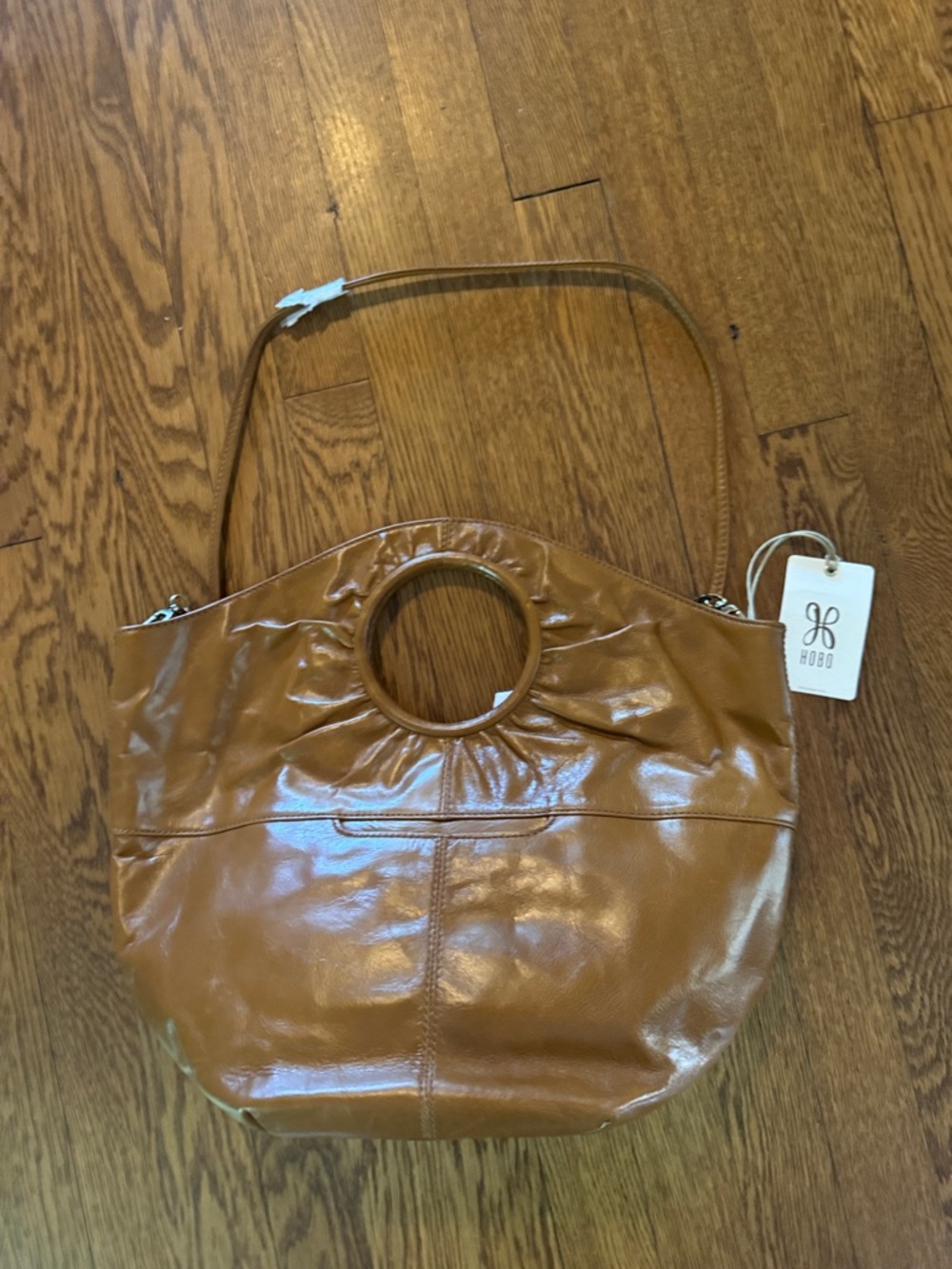 HOBO Cognac Leather Circle-Handle Shoulder Bag new with tags